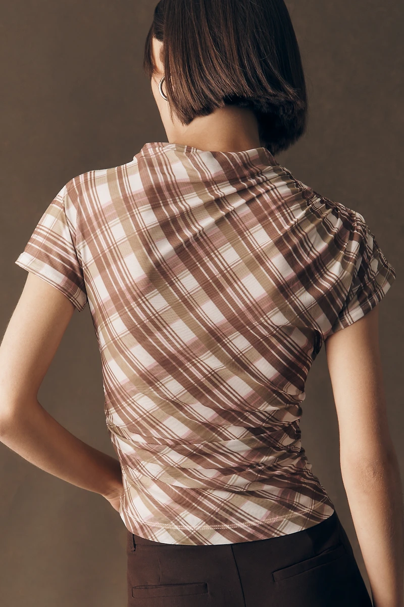 Maeve Ruched Mock-Neck Top