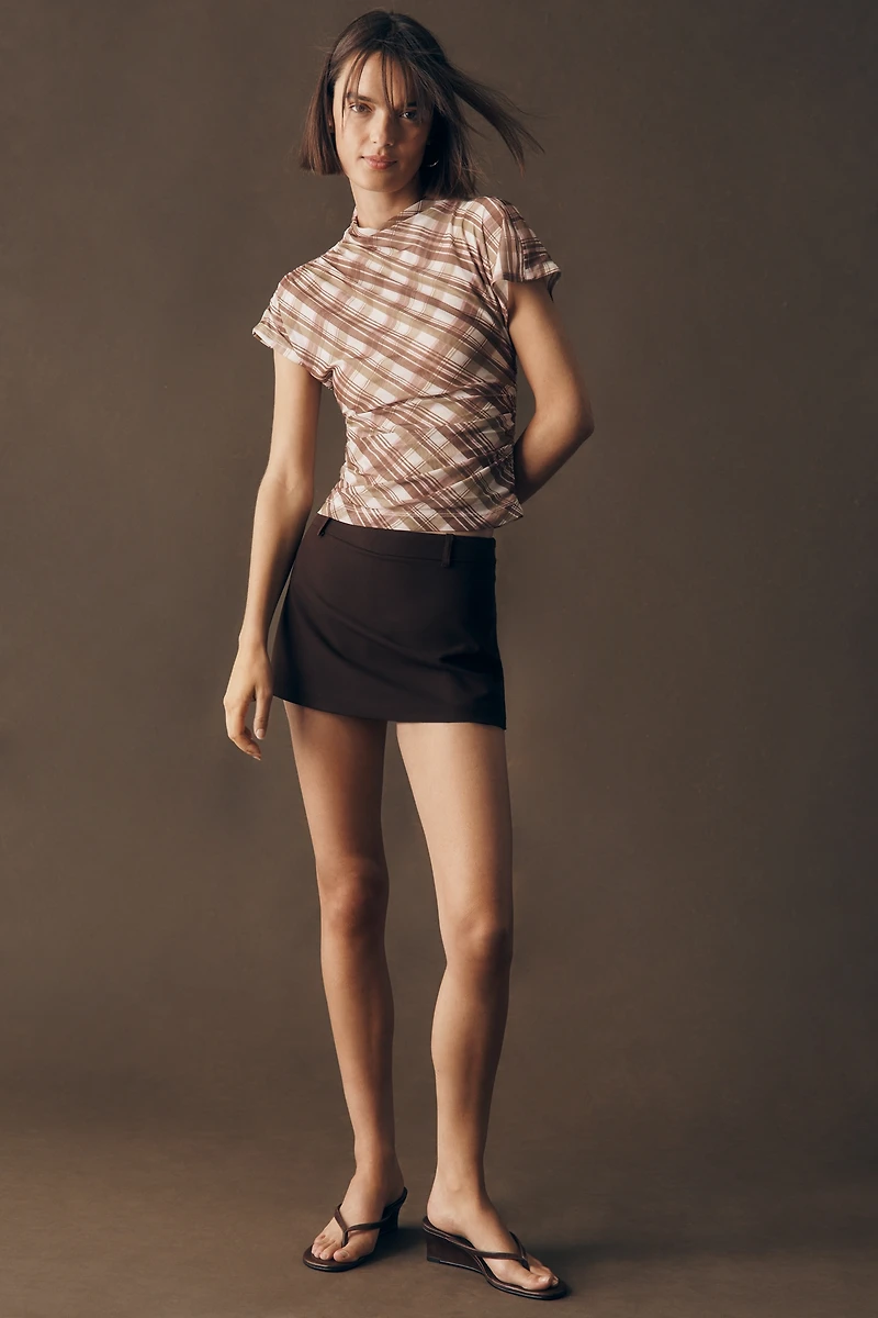 Maeve Ruched Mock-Neck Top