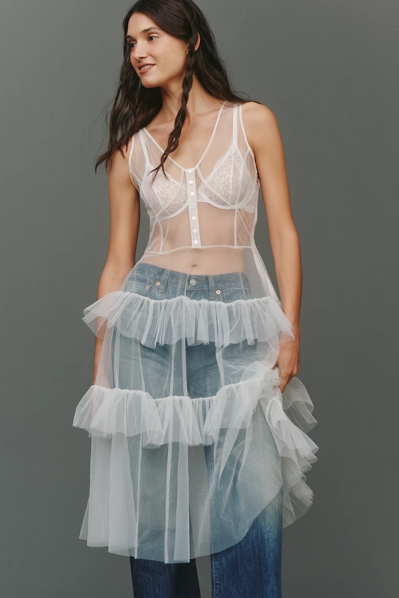 By Anthropologie Sheer Mesh Tunic Top