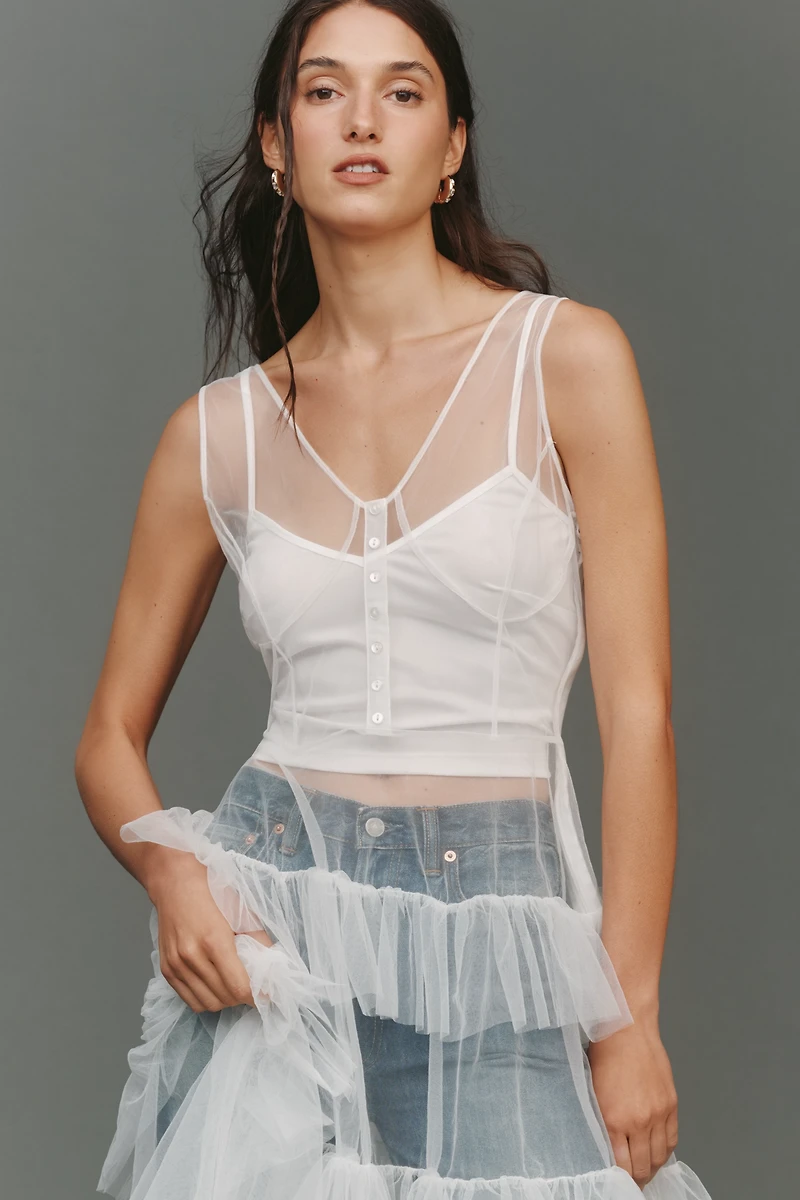 By Anthropologie Sheer Mesh Tunic Top