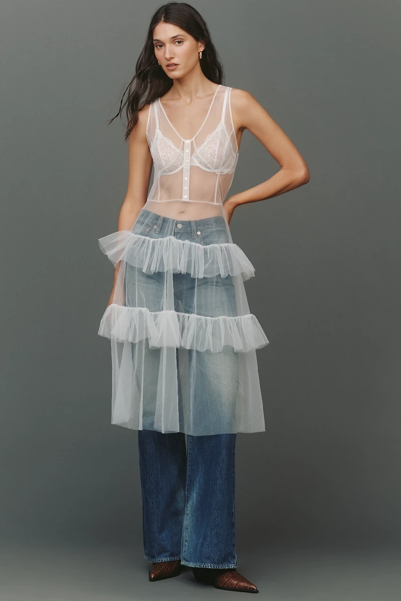 By Anthropologie Sheer Mesh Tunic Top