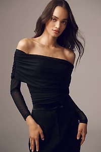The Aleda Mesh Off-Shoulder Top by Maeve