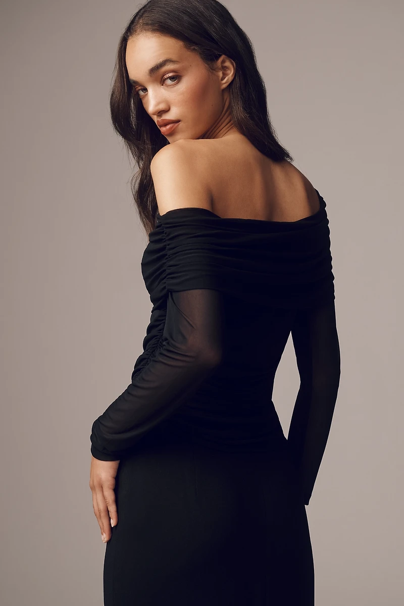 The Aleda Mesh Off-Shoulder Top by Maeve