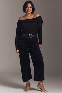 Maeve Long-Sleeve Off-Shoulder Sheer Top