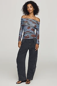 Aleda Mesh Off-Shoulder Top by Maeve
