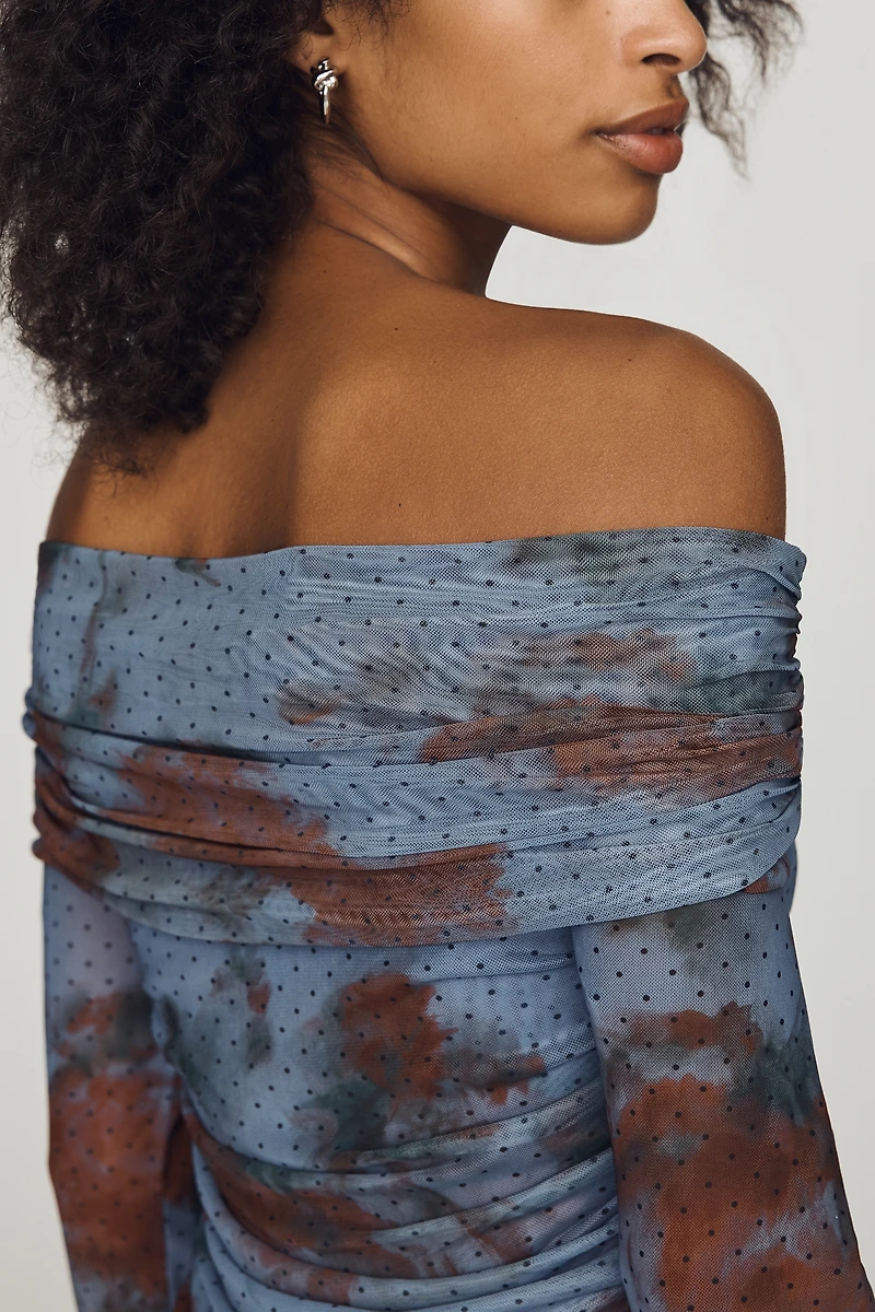 Aleda Mesh Off-Shoulder Top by Maeve