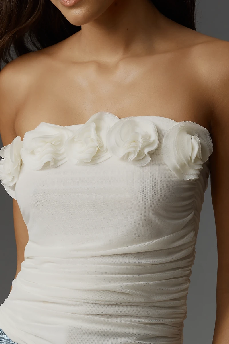 By Anthropologie 3D Floral Tube Top