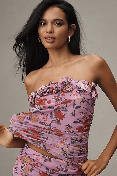 By Anthropologie 3D Floral Tube Top