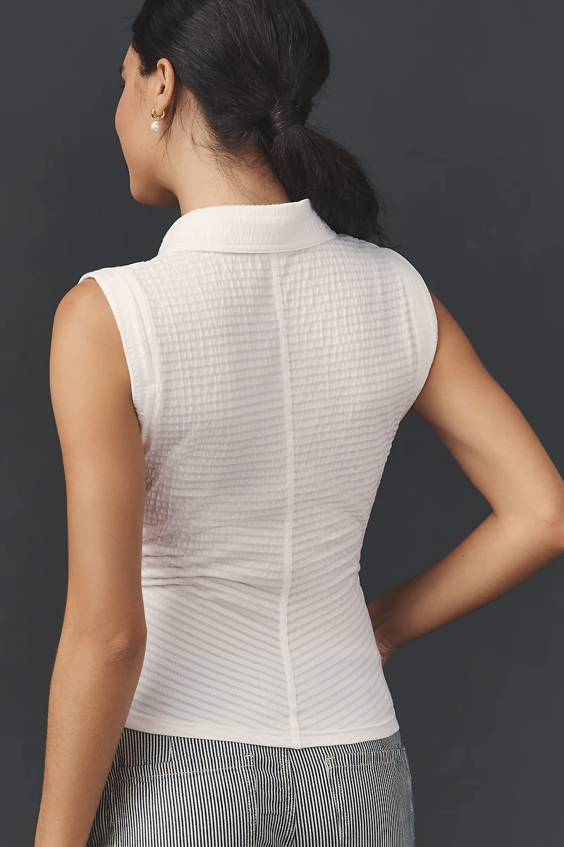 Pilcro Textured Ruched Polo Tank