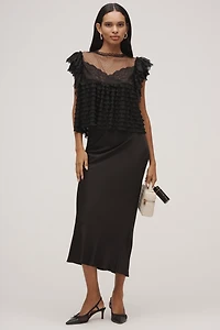 Maeve Sheer Ruffle Lace Blouse