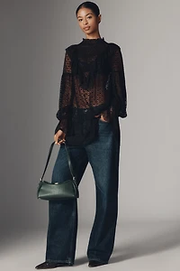 Maeve Long-Sleeve Sheer Mesh Tunic Top