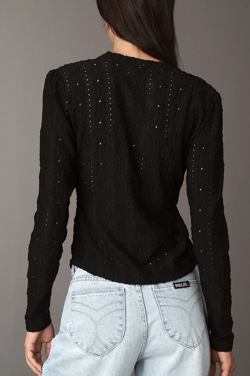 Maeve Textured Eyelet Top