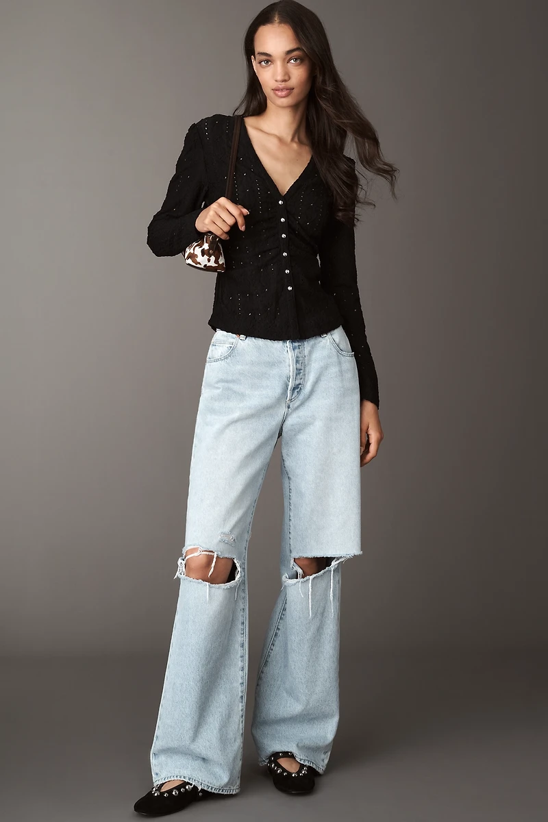Maeve Textured Eyelet Top