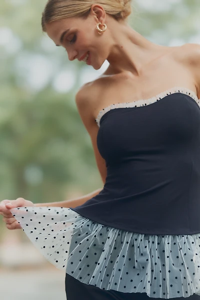 Maeve Strapless Pleated Peplum Top