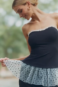 Maeve Strapless Pleated Peplum Top
