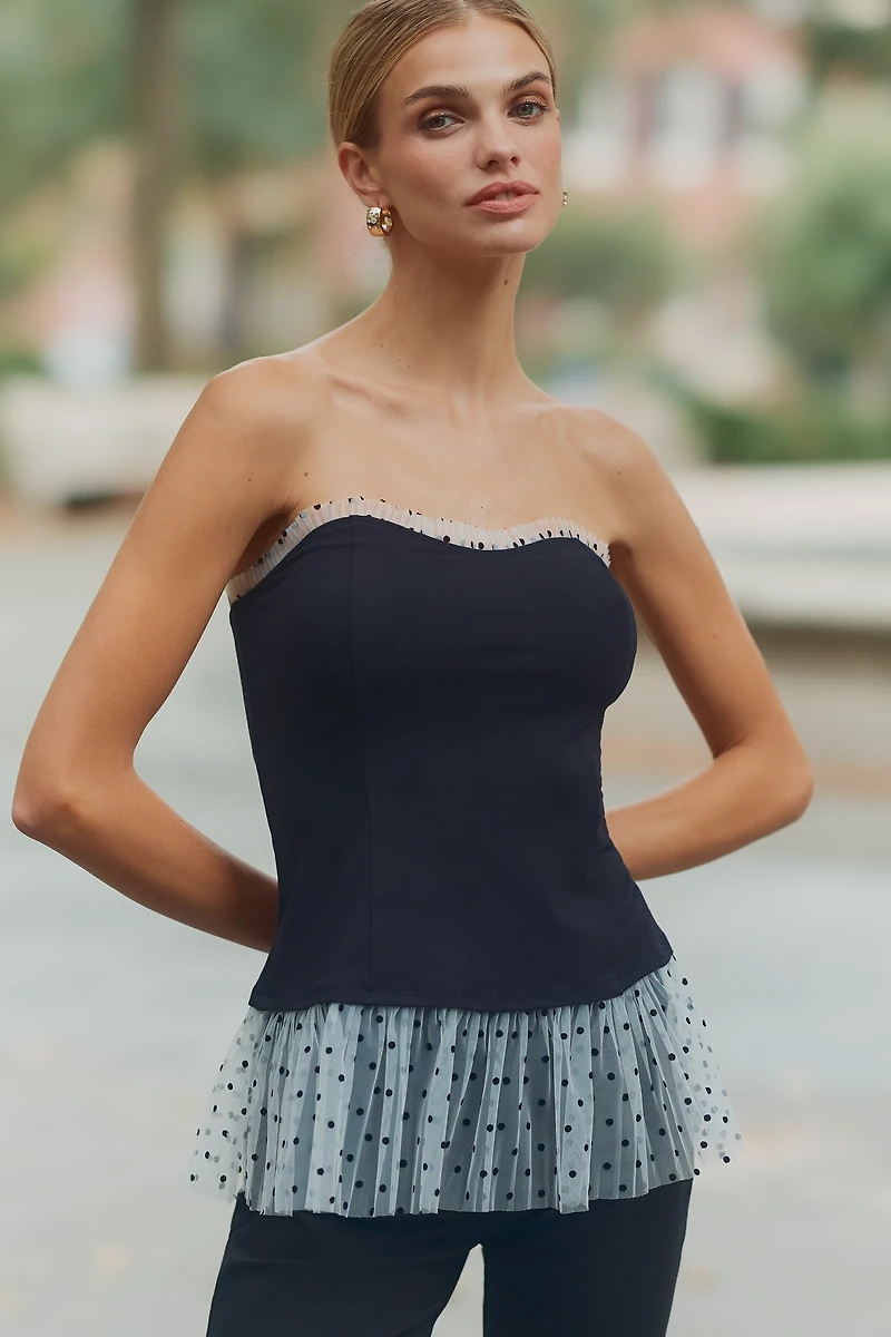 Maeve Strapless Pleated Peplum Top