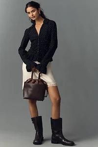 Maeve Smocked V-Neck Ruffle Top