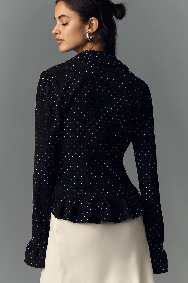 Maeve Smocked V-Neck Ruffle Top