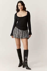 Maeve Long-Sleeve Scoop-Neck Ruched Top