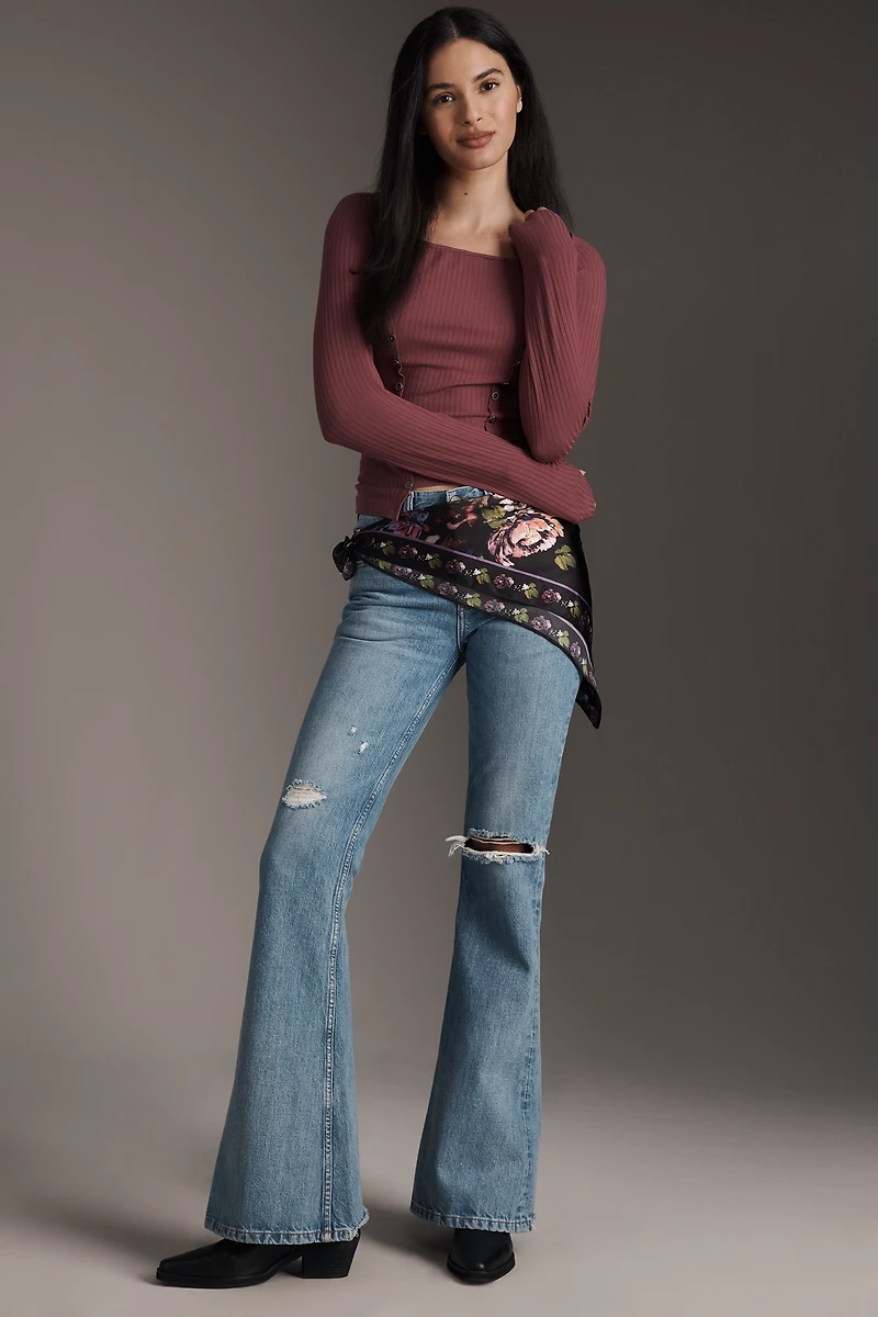 By Anthropologie Buttoned Boatneck Thermal Top