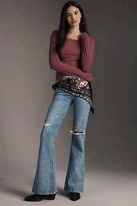 By Anthropologie Buttoned Boatneck Thermal Top