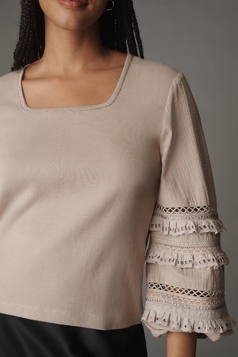 Conditions Apply Long-Sleeve Lace-Trim Top