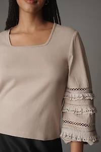 Conditions Apply Long-Sleeve Lace-Trim Top