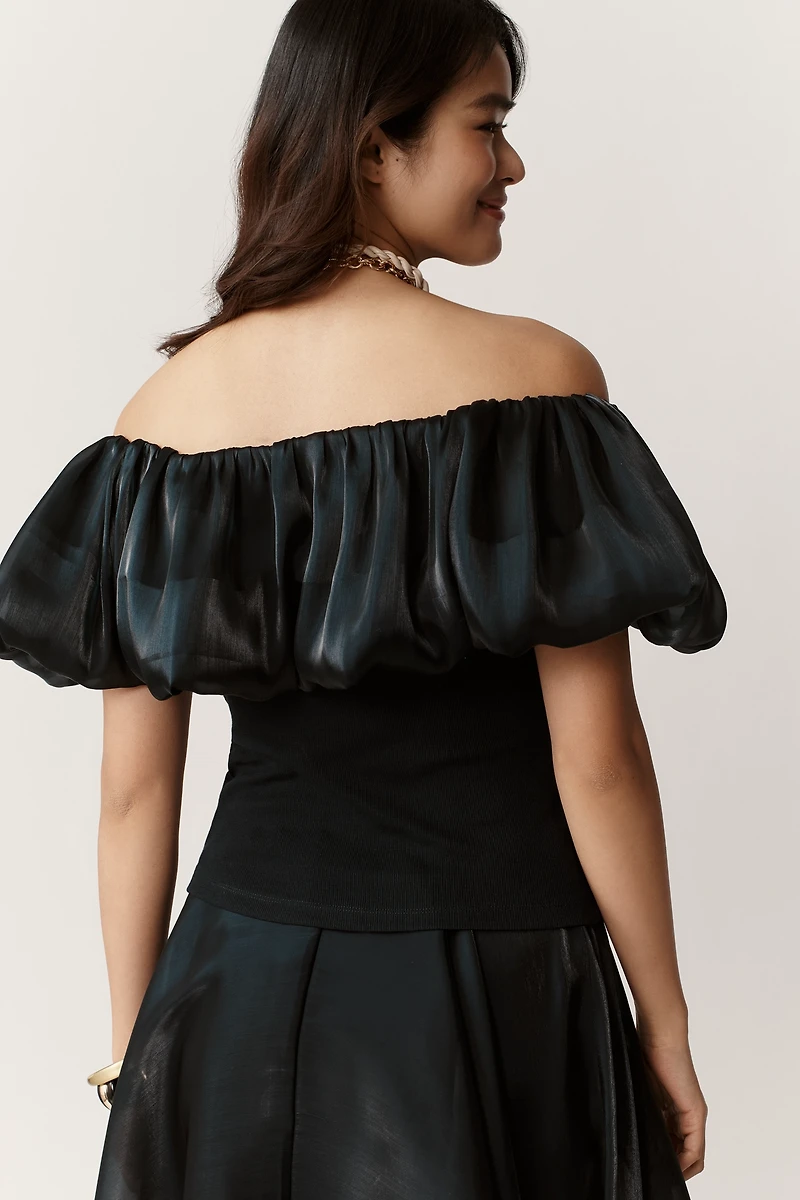 Off-Shoulder Bubble Blouse