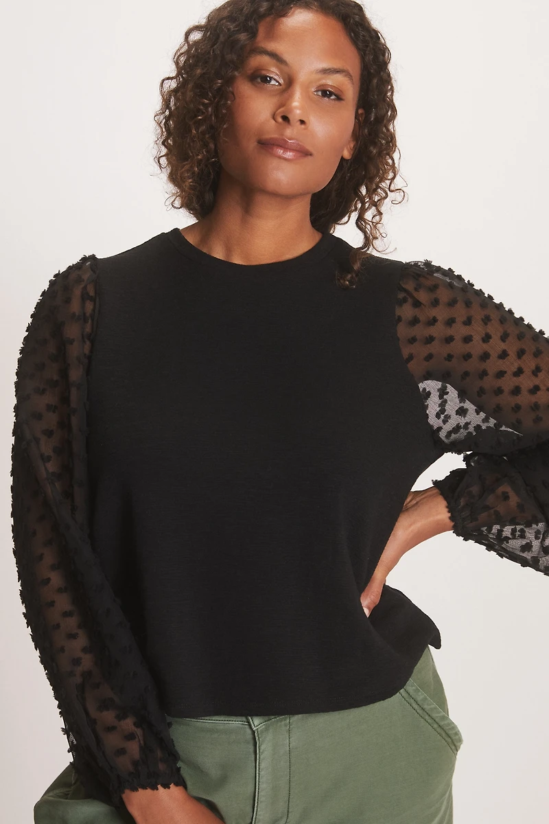 Maeve Textured-Sleeve Top