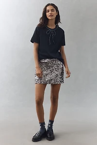 English Factory Rhinestone Bow Tee