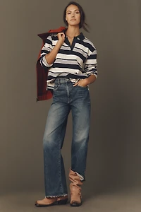 English Factory Long-Sleeve Striped Polo Top