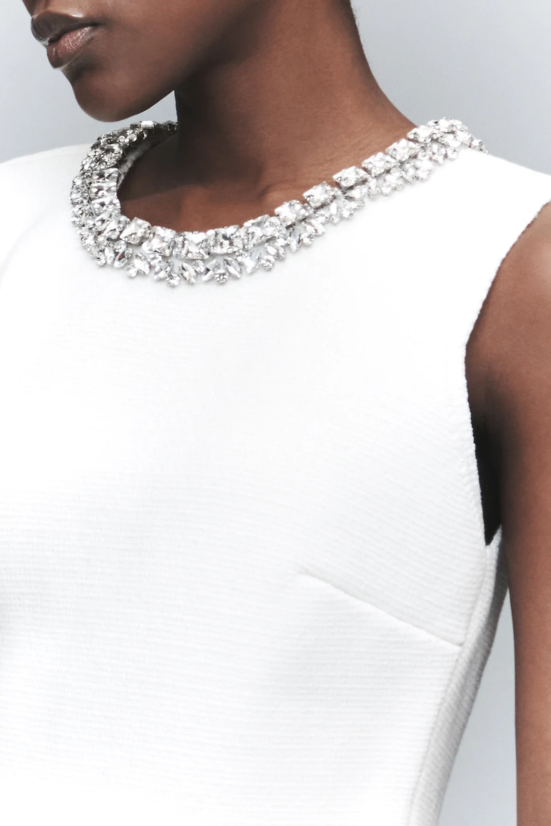 English Factory Petite Rhinestone Peplum Top