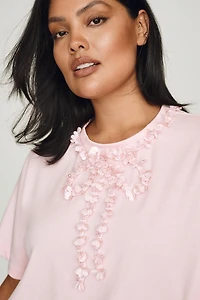 English Factory Cotton Beaded Bow Tee