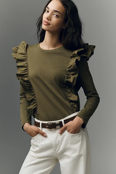 English Factory Ruffled Long-Sleeve Top