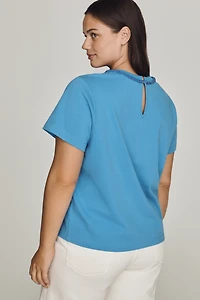 English Factory 100% Cotton Beaded-Bow Tee