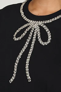 English Factory 100% Cotton Pearl Bow Top