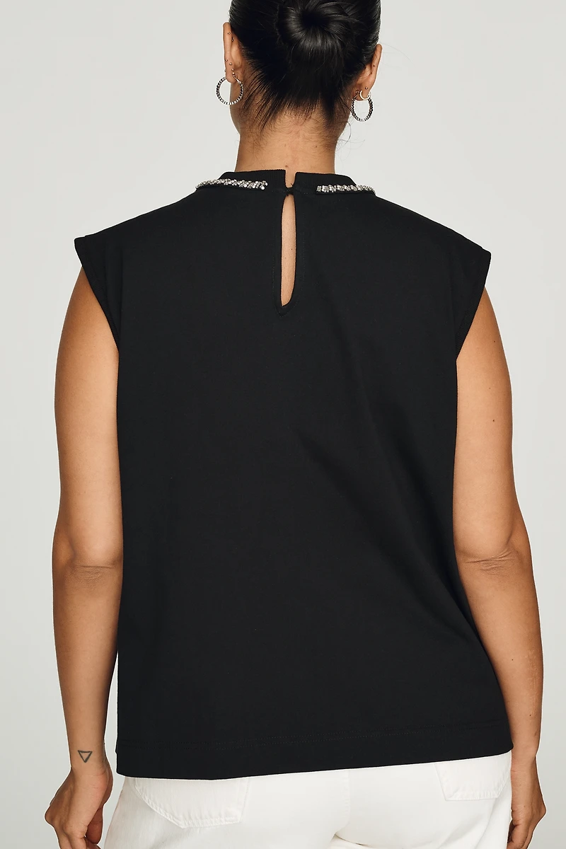 English Factory 100% Cotton Pearl Bow Top