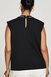 English Factory 100% Cotton Pearl Bow Top