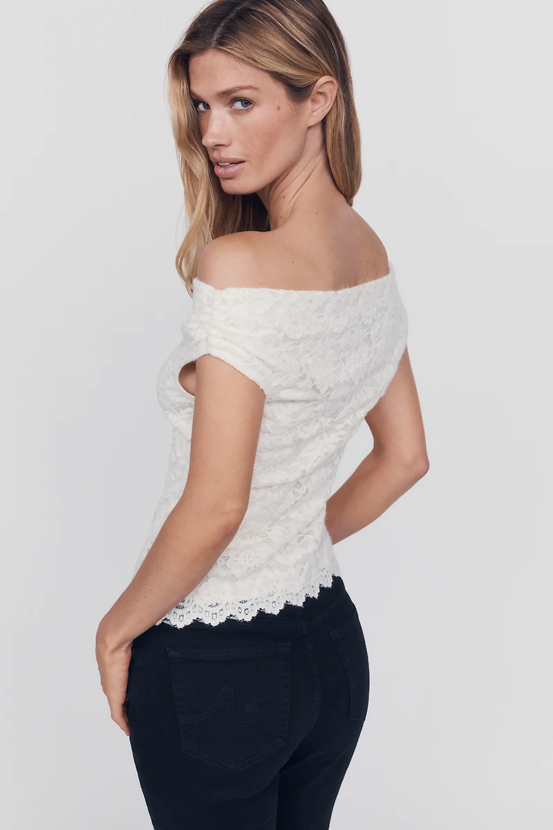 ASTR The Label Myranda Off-Shoulder Lace Top