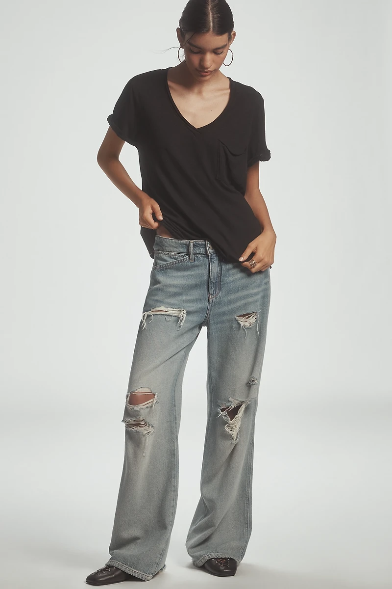The Quinn Short-Sleeve V-Neck Tee by Pilcro