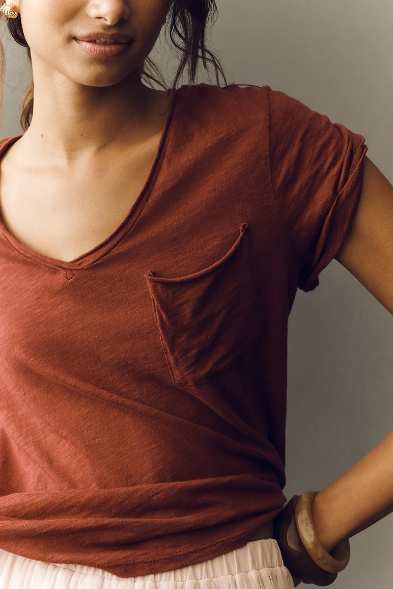 Quinn Short-Sleeve V-Neck Tee by Pilcro