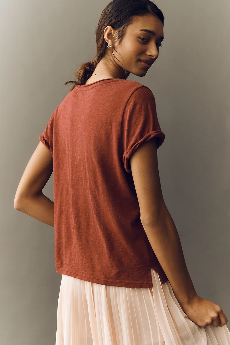 Quinn Short-Sleeve V-Neck Tee by Pilcro