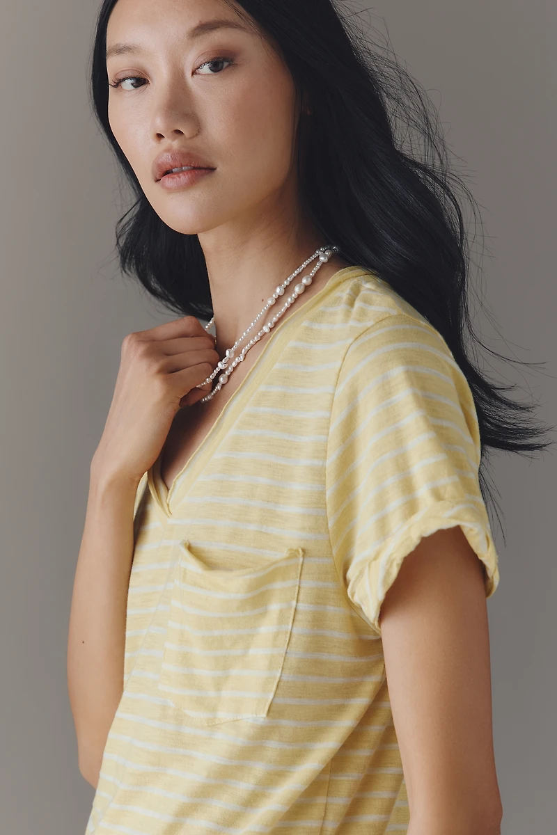 The Quinn Short-Sleeve V-Neck Tee by Pilcro