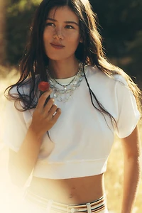 Pilcro Banded Crop Bubble Tee