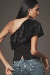 Hutch One-Shoulder Faux-Fur Top