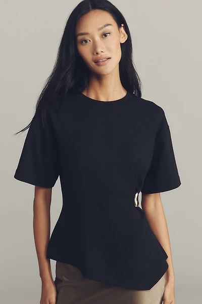 By Anthropologie Short-Sleeve Hardware Gathered Top