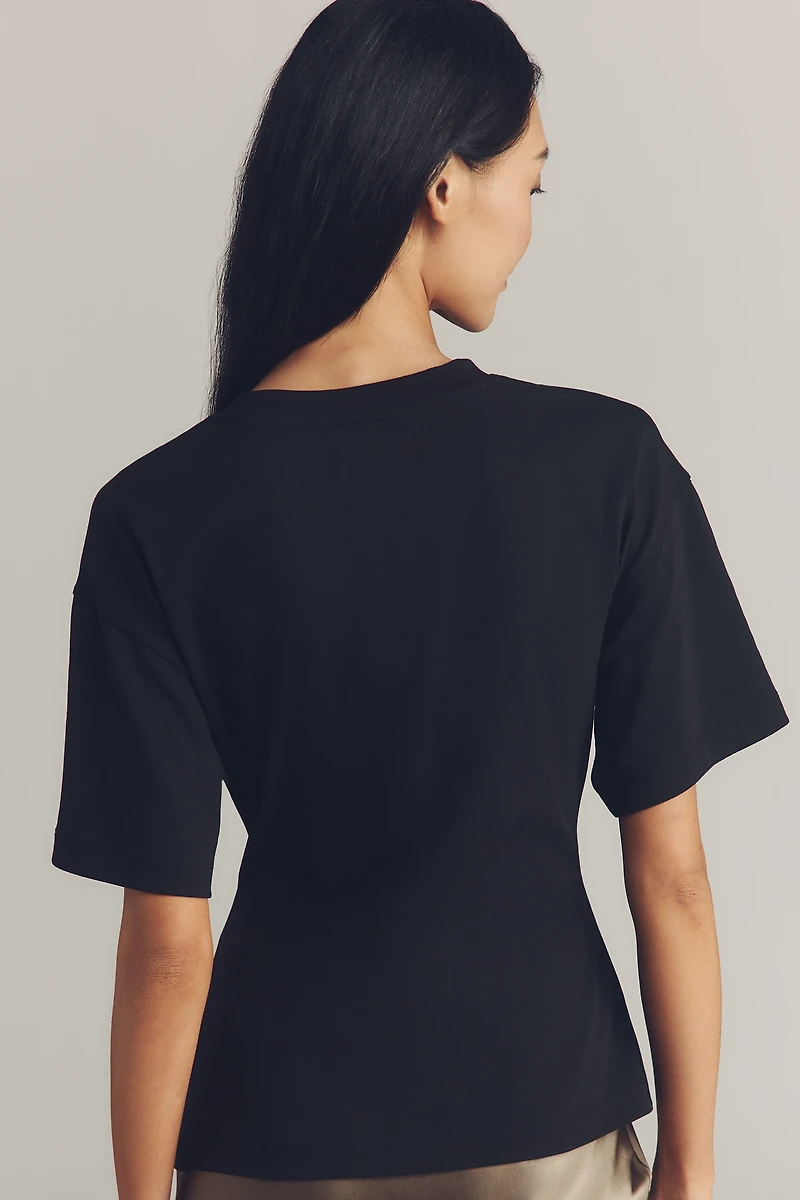 By Anthropologie Short-Sleeve Hardware Gathered Top