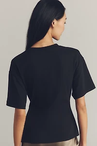 By Anthropologie Short-Sleeve Hardware Gathered Top