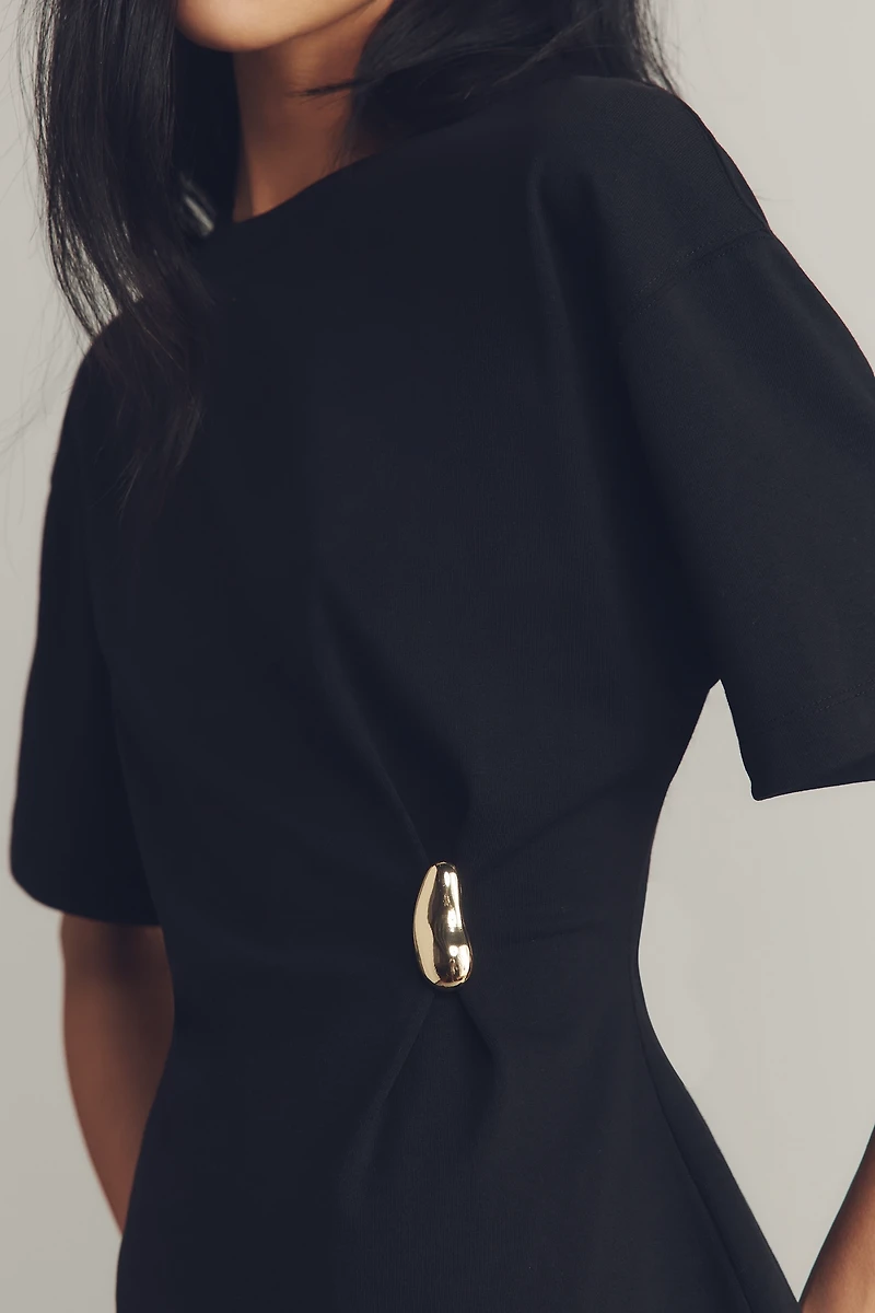 By Anthropologie Short-Sleeve Hardware Gathered Top