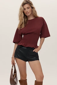 By Anthropologie Short-Sleeve Shirred Top